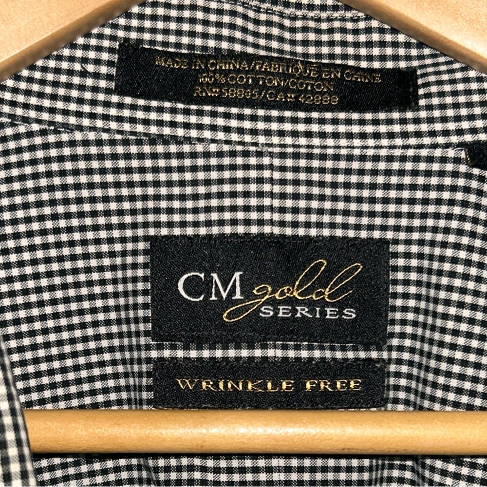 CM Gold Series Men's Black Checkered Casual Button Down Shirt - Picture 4 of 8